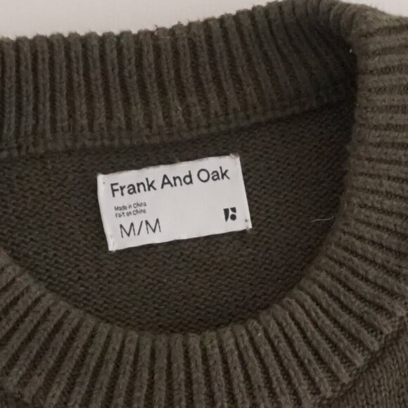Frank And Oak Green Blue Stripe Cotton Knit Crewneck Sweater Medium - Picture 8 of 8